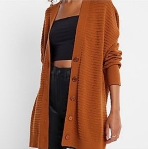 VGUC Express Burnt Orange Textured Knit Oversized Button Cardigan, Size Medium